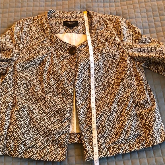 Talbots 3/4 sleeve jacket; brown/white: size 14 - Picture 6 of 7